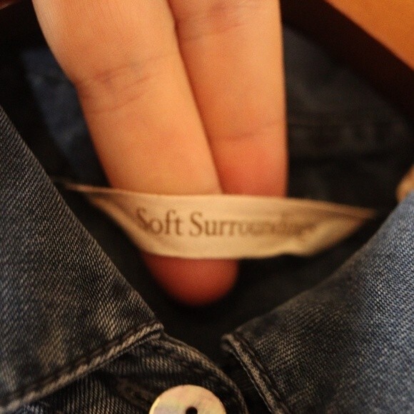 Soft Surroundings Denim Chambrey Jean Shirt Button Down Dress Tencel Small - Picture 14 of 16